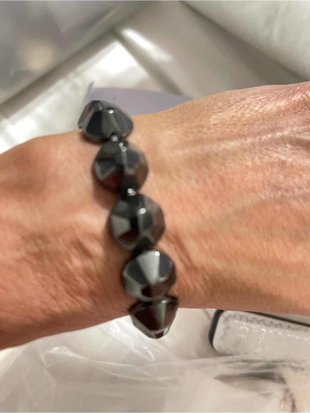 Vintage Kendra Scott Greer Clasp Geometric Bracelet Black Gunmetal